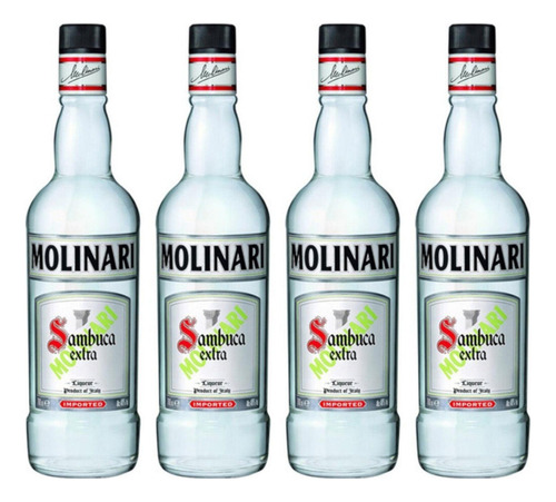 Pack De 4 Licor Molinari Sambuca Extra Dulce 700 Ml