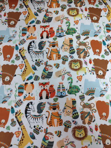 Tela Por Metro Modal Soft Estampa Digital 1.5m Ancho Blanco Animales De La Selva