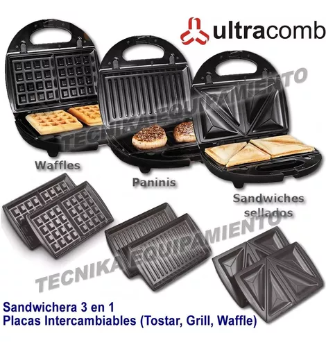 Sandwichera Wafflera Panini 3 en 1 WSM-BRATEN3 WURDEN