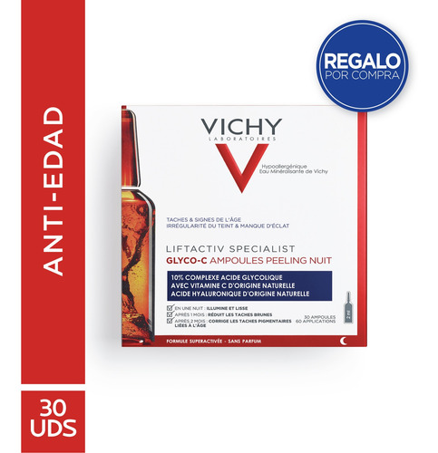 Imagen 1 de 9 de Vichy Liftactiv Ampollas Glyco C Peeling Noche Manchas 30u