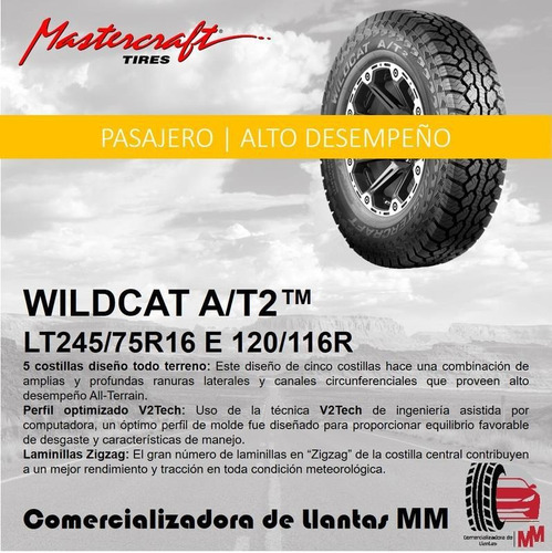 Llanta Mastercraft Wildcat A/t2 Lt245/75r16 120/116r