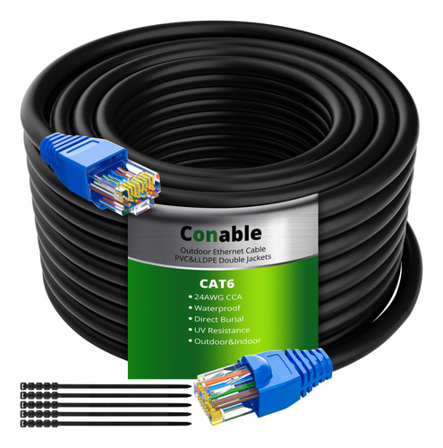 Cable Ethernet Cat6 Para Exteriores De 300 Pies, Cable De In