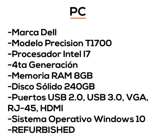 Imagen 3 de 8 de Pc Dell Precision T1700 I7 4gen 8gb 240gb Ssd Hdmi Bagc