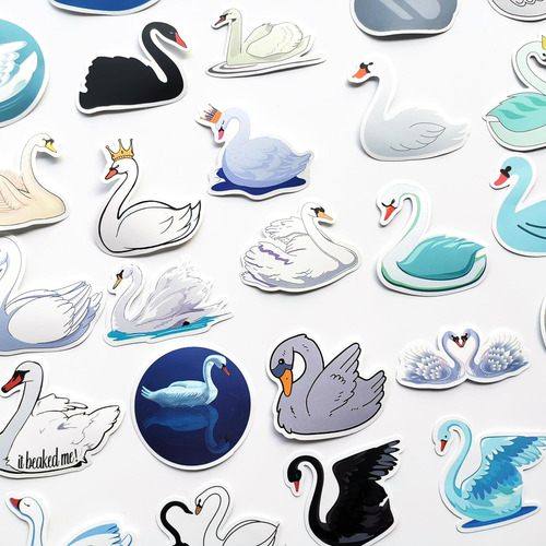 50 Calcomanías De Cisne Negro, Lindas Calcomanías De Cisne S