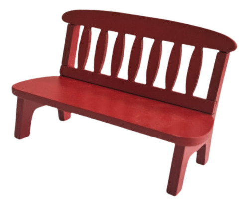 Mini Wooden Doll House Bench Decorative Display Red