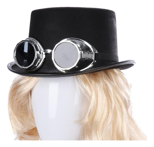 Goth Steampunk Con Gafas, Accesorios Para Sombrero De Plata