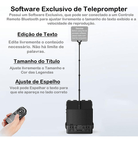 Teleprompter Portátil Desview Tp300 Monitor 19' Hdmi Sdi