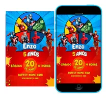 Comprar Convite Super Heróis Herois Digital Whatsapp Super Heróis