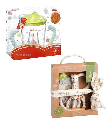 Jirafa Sofia Mordillo Caucho Pure Bebe + Vaso Antigoteo Orig