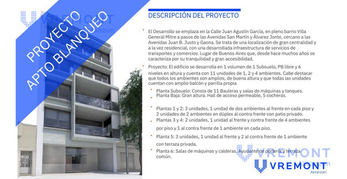 Juan Agustin Garcia 1800 En Pozo Departamento 2 Ambientes Villa Gral. Mitre La Paternal