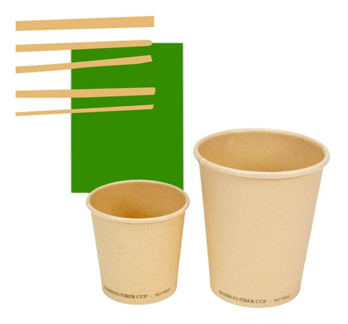 Copo Fibra Bambu 210ml - Cx 100 Unidades Biodegradável
