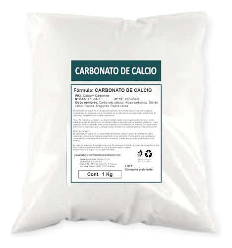 Carbonato De Calcio Pasta Dental Artesanal Cosmética 1 Kilo