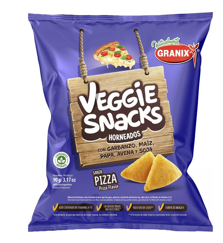 Veggie Snacks Sabor Pizza Vegano Horneados Salado Granix X6