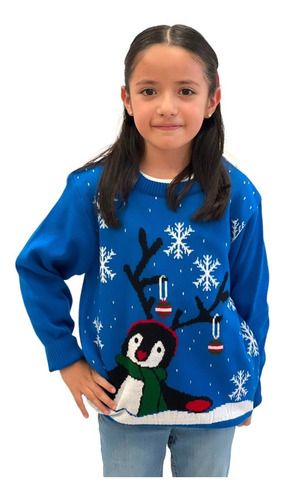 Sueter Navideño / Ugly Sweater Niños Con Pinguino