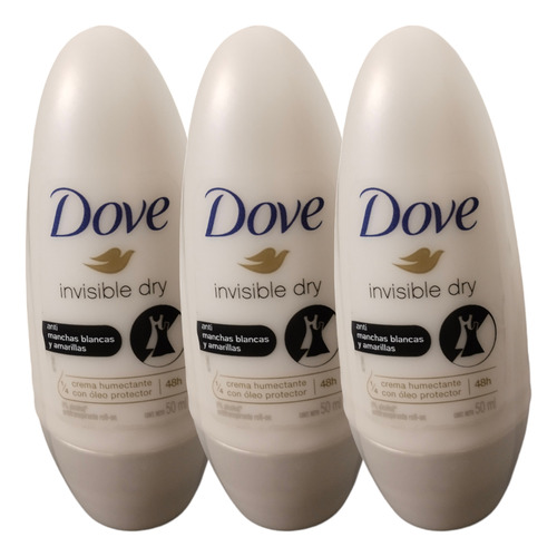 Pack X3 Desodorante Roll-on Dove Invisible Dry 48h 50ml