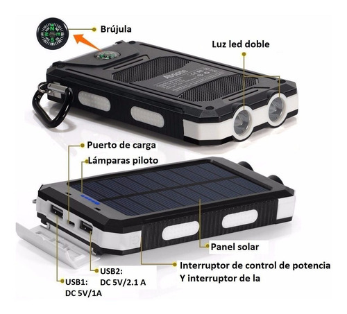 Envio Gratis Lampara Batería Solar Banco Celular Usb Xto