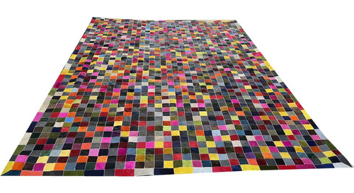 Tapete De Couro Colorido 2,50x3,50 Com Bordas Cor Rosa Desenho do tecido Quadriculado