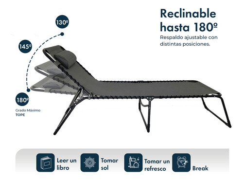 Reposera Catre Gravedad Cero X2 Plegable Pileta Gardenlife Color Gris oscuro