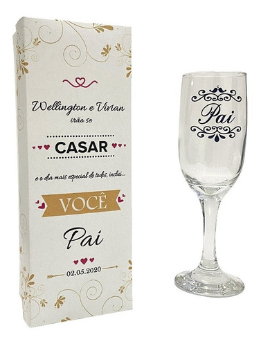 Imagem 3 de 7 de 1 Individual Convite Lembrança Pai Mãe + Taça Vidro