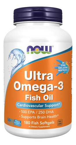 Suplemento de ômega 3 Now Foods 180 unidades de 1000 mg Sem Sabor Cardiovascular Support