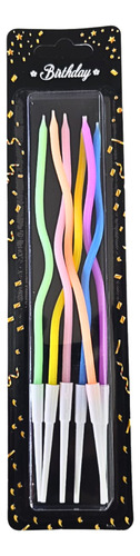 Velas Onduladas Espiral Por 6 Unidades Multicolor Pastel