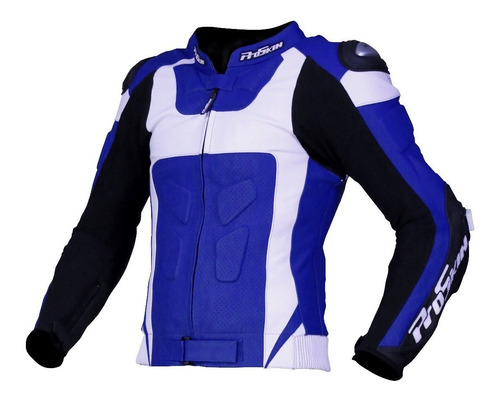 Campera Cuero Faster Body Azul Proteccion Proskin Oficial