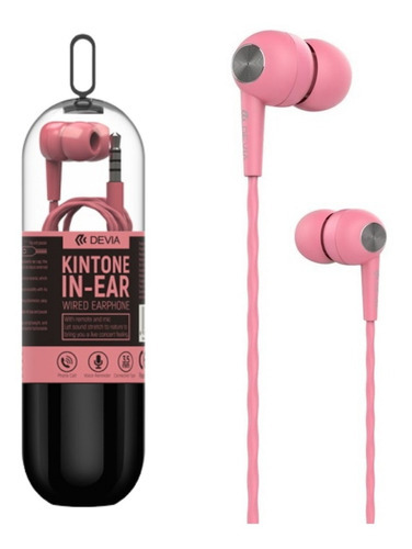 Audífonos Kintone In-ear V2 Cable Devia 3.5mm Micrófono 1 M Color Rosa