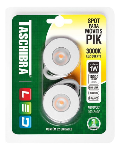 Spot Para Móveis Led Pik Redondo 1w 3000k Branco 2