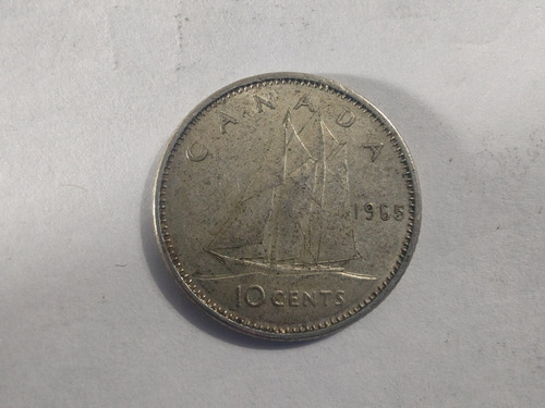 Moneda Canadá 10 Cents De Dollar 1967 Plata 0.8 (x653