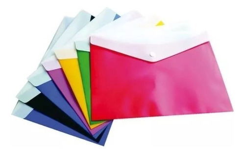 Sobre Plastico Con Boton Tamaño A4 Colores Pack X25 Unidades Color Rosa