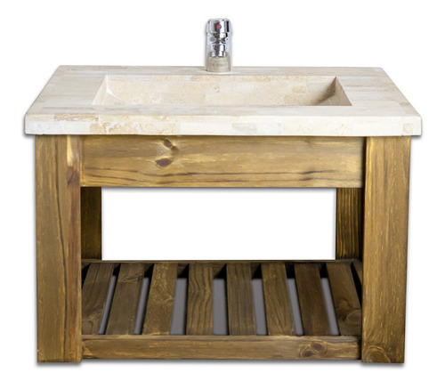 Imagen 7 de 10 de Vanit 60cm Travertino Griferia Inodoro Asiento Envio Gratis