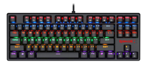 Teclado gamer Redragon Daksa K576R QWERTY inglés US color negro con luz rainbow