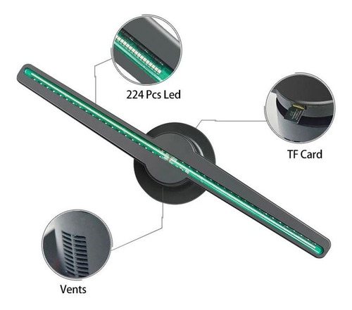 Projetor Display Holograma 3d Led Ventilador Holográfico 8gb