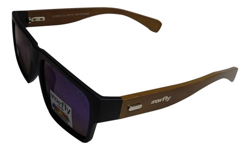 Óculos De Sol Snowfly Casual Unissex Preto/madeira Cy2209-c6