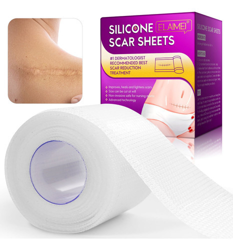 Genérica Silicone High Quality Scar Sheet C sectionScar Removal Burns Silicone Scar Tape Roll Reusable Almohadilla - Purple - Flores