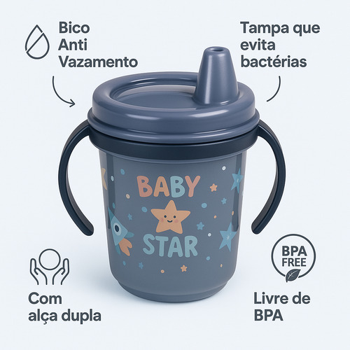 Copo De Transição Bebê Antivazamento Infantil Com Alça