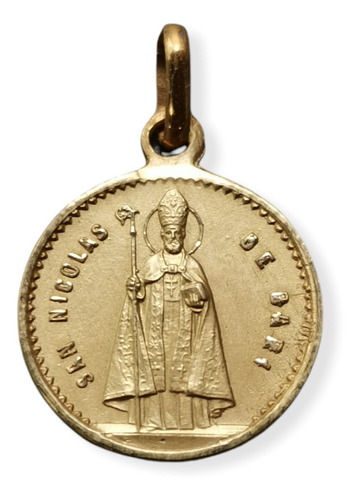 Medalla Oro 10k San Nicolás De Bari #1175 Bautizo Comunión 