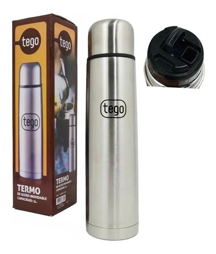 Imagen 2 de 2 de Termo Pico Vertedor Matero Acero 12 Hs 1 Lts Tego Mate
