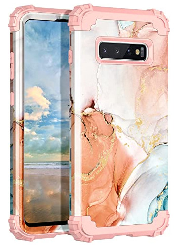 Funda Para Galaxy S10 Plus Marble/naranja Hybrid-02