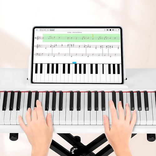 Piano Teclado Branco Elétrico Waver 88 Teclas Com Suporte
