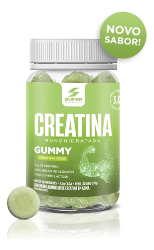 Kit 03 Super Gummy Creatina Sabores -morango-uva Verde-amora