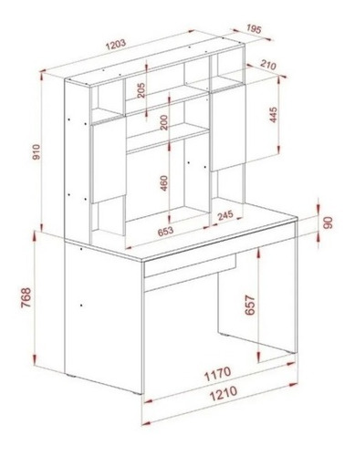 Imagen 5 de 5 de Escritorio De Computación Con Alzada Juvenil Moderno 720