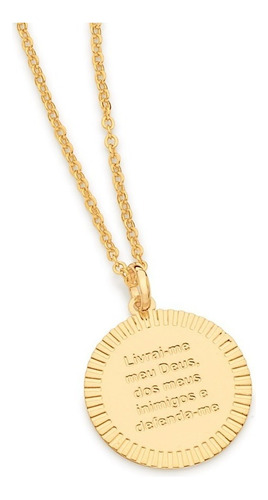 Colar Rommanel Medalha Com Frase Religiosa 50 Banhado Ouro Cor Dourado