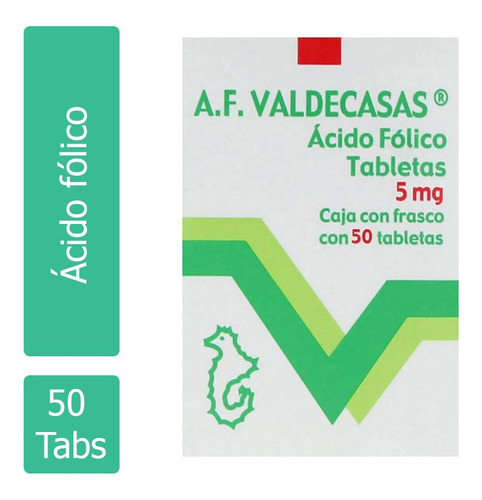 Ácido Fólico 5 Mg Caja Con Frasco Con 50 Tabletas