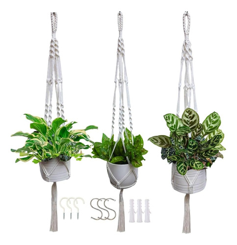 3 Pack Macrame Plant Hanger Indoor Hanging Planter For Plan