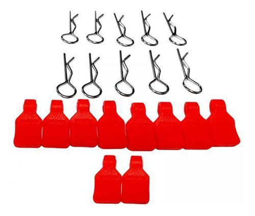 3 X 10 Clips De Carrocería R Pins Con 10 Lengüetas De Rojo