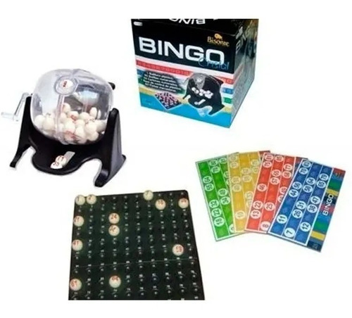 Imagen 2 de 6 de Bingo Cristal 90 Bolillas Bolillero Y Portabolilla Bisonte