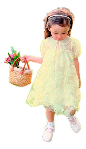 Vestido Infantil Menina Festa De Brim Com Tule Florido Flor