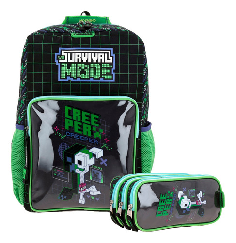 Kit Mochila Grande Y Lapicera Chenson Minecraft Binit Niño