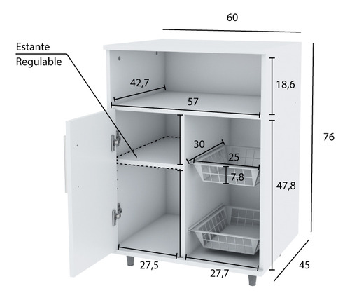 Mueble Microondas Rack Para Frutas Blanco Centro Estant